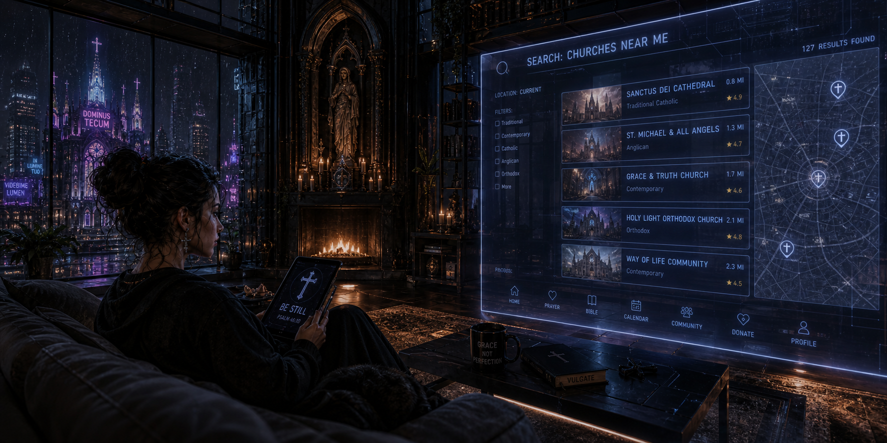 calm mom searching for 'churches near me'