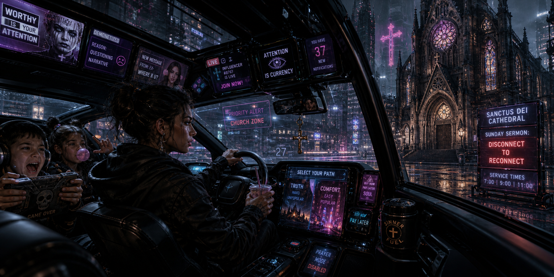 distracted woman driving