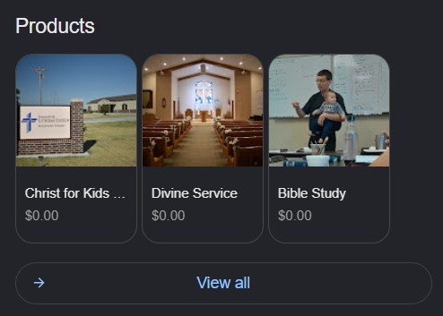 products on a Google Business Profile