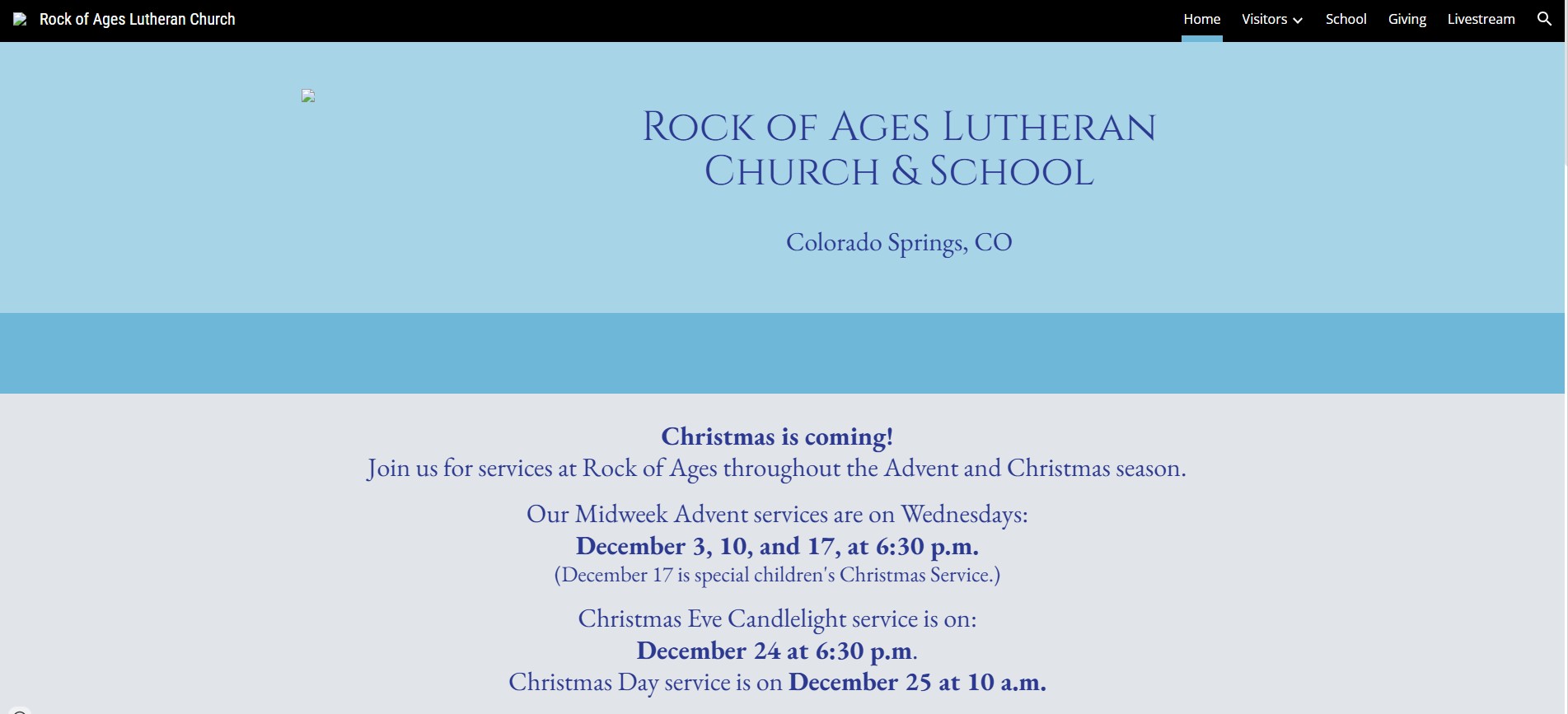 old Google site for Rock of Ages Lutheran Church